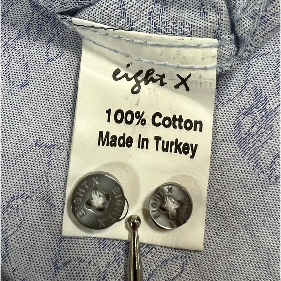 EIGHT‎ X PREMIUM Men’s Embroidered Button Down Paisley Blue Buckle Exclusive M - Picture 13 of 16
